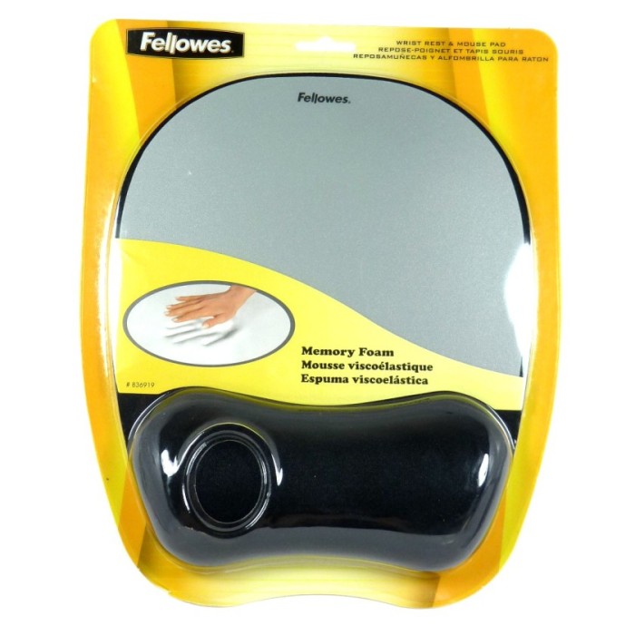 Fellowes Memory foam Mouse Pad/Wrist Rest (9175801) - Silver Streak